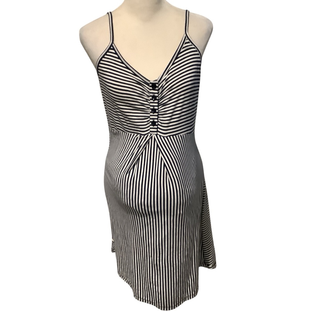 angel maternity Spaghetti Strap Striped Navy Blue and White Women's Dress
